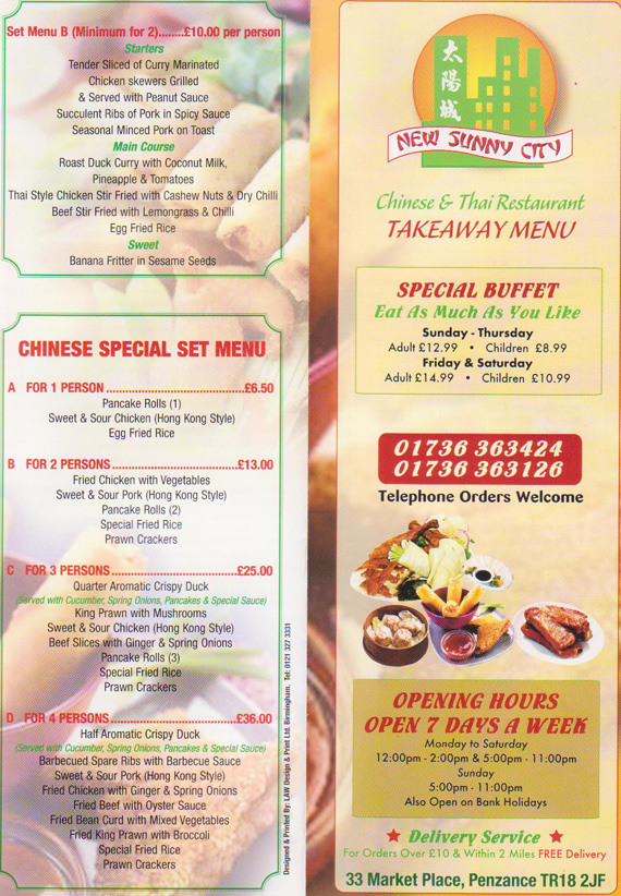 new sunny city chinese takeaway