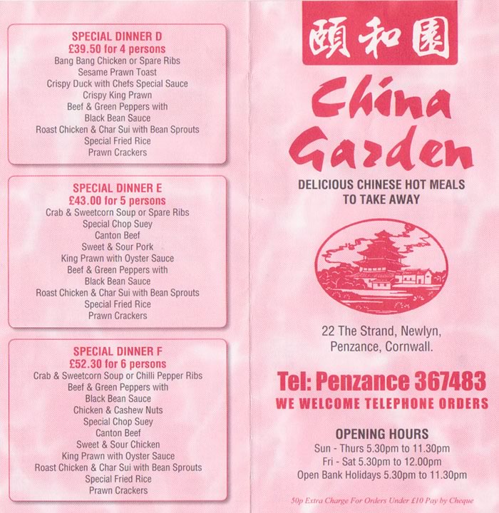 china garden penzance takeaway menu