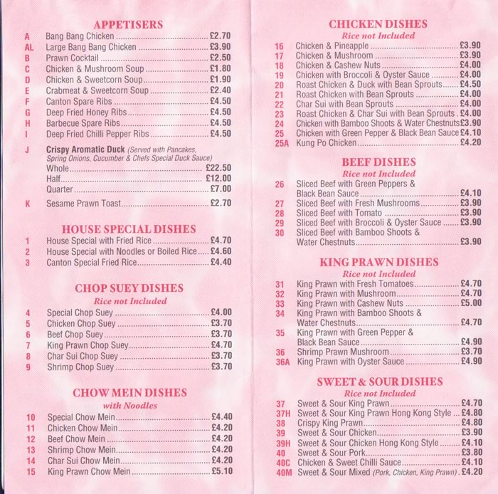 china garden takeaway menu penzance
