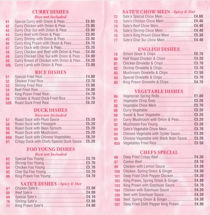 china garden newly takeaway menu