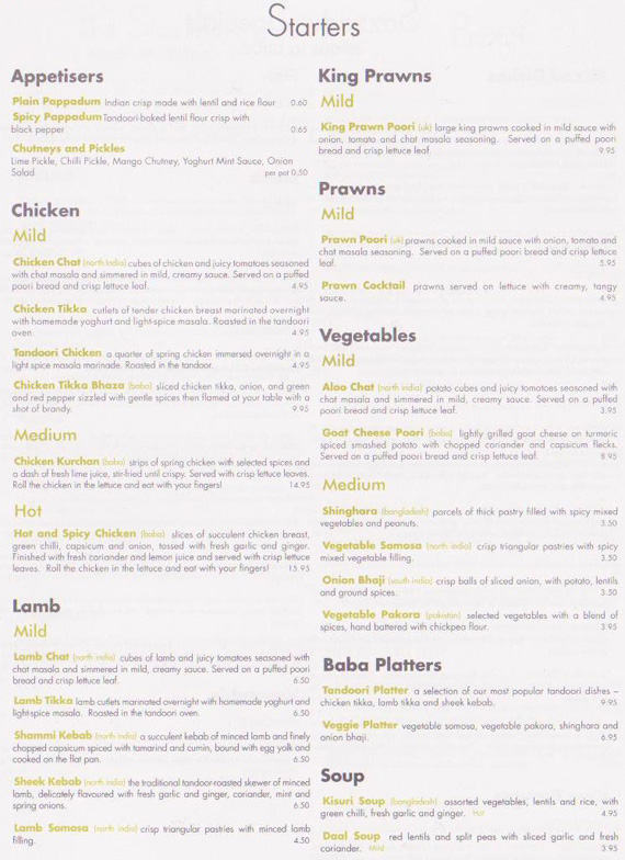 baba penzance takeaway menu indian