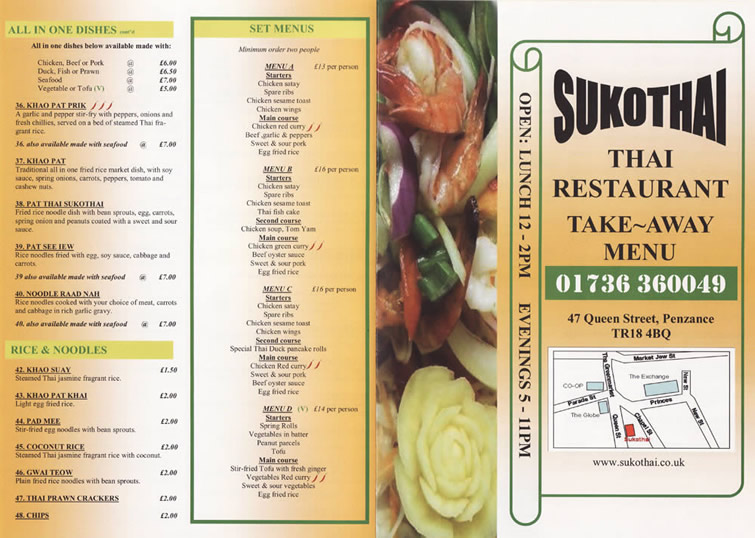 thai restaurant penzance menu online